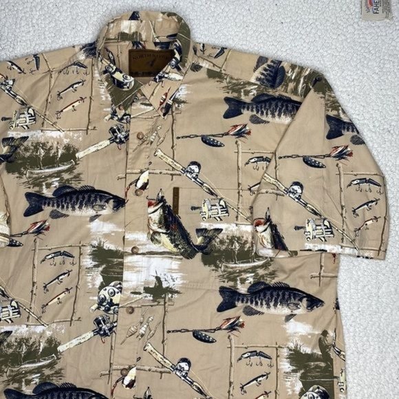 North River Outfitters Fishing AOP Short Sleeve Button Down Shirt: Size Large - Picture 7 of 9